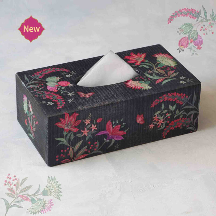 Wild Flower Tissue Box Holder - Charcoal