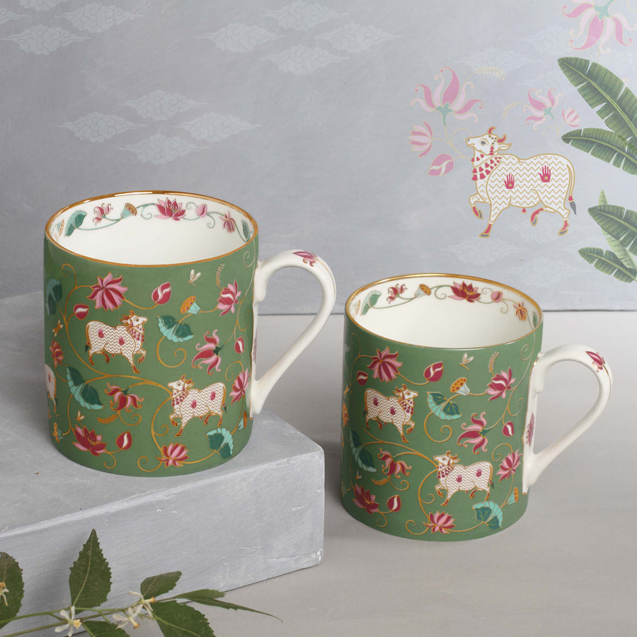 Anandi Pichwai Mug - Moss