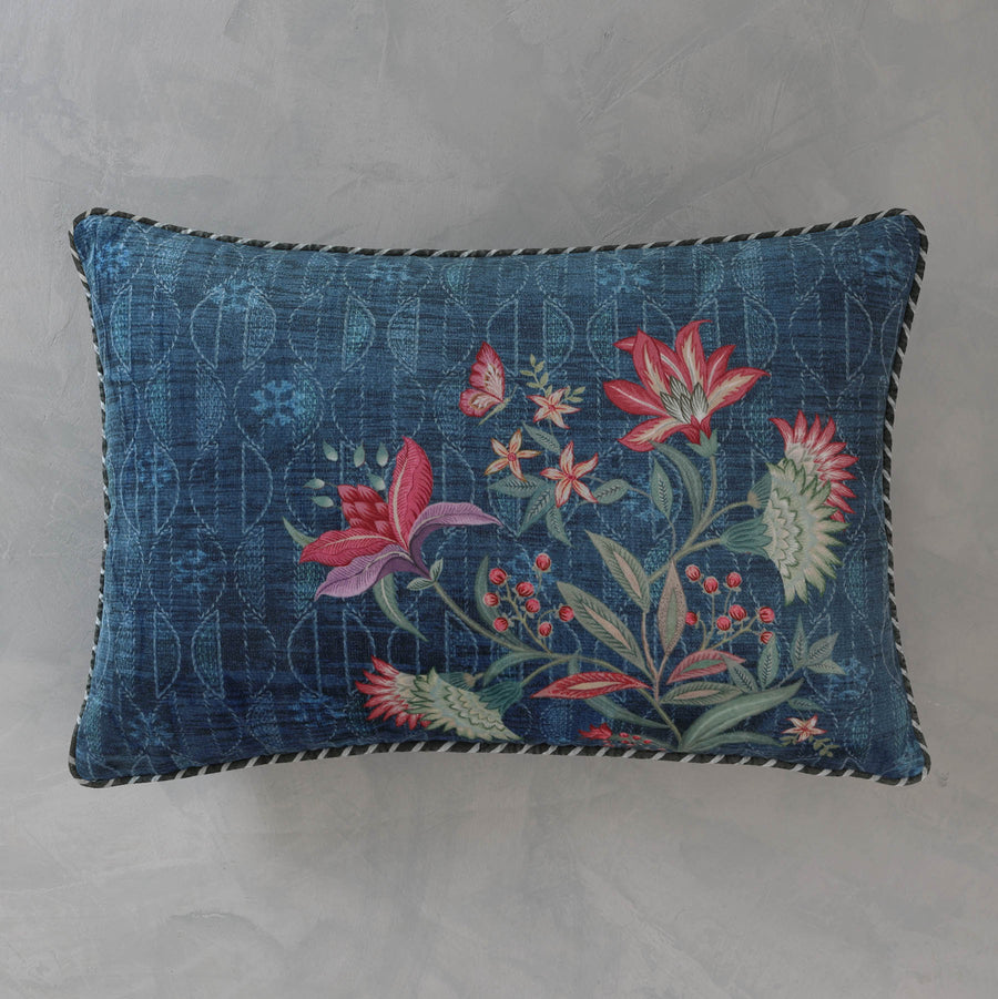 Himalayan Lotus Cushion Cover - Blue Slim