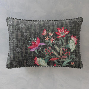 Himalayan Lotus Cushion Cover - Charcoal Slim