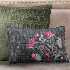 Himalayan Lotus Cushion Cover - Charcoal Slim