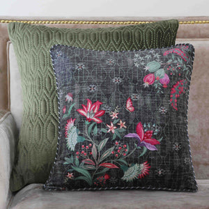 Himalayan Lotus Cushion Cover - Charcoal