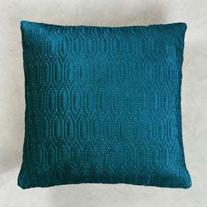 Jaal Embroidered Cushion Cover - Ocean Blue