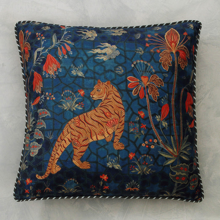 Isfahan Tiger Cushion Cover - Blue