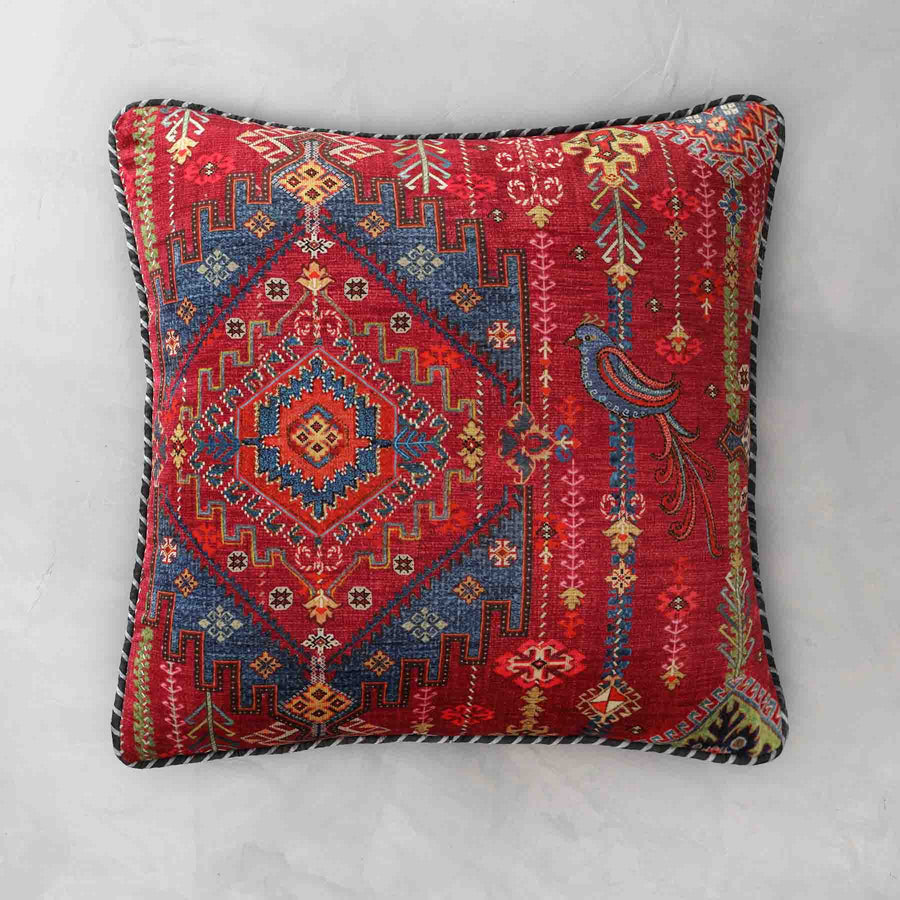 Kilim Bird Cushion Cover - Red