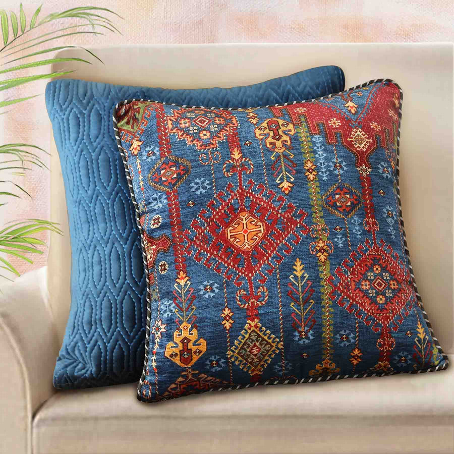 Kilim Cushion Cover Blue- At Kainaat Design - Main Image