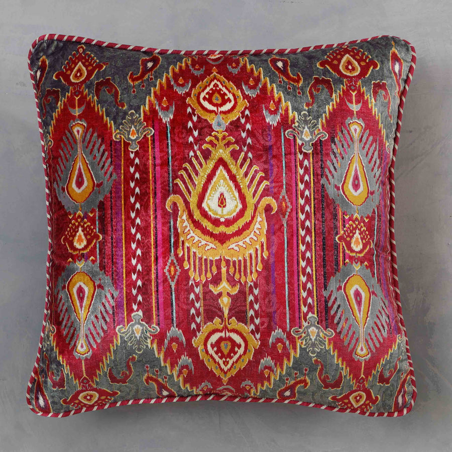 Fergana Ikat Cushion Cover - Ruby