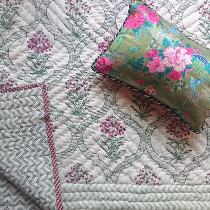 Oleander Jaal Hand Quilted Muslin Quilt