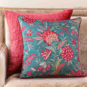 Wild Flower Cushion Cover - Aqua