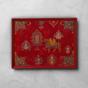 Samarkand Enamel Tray - Maroon Med