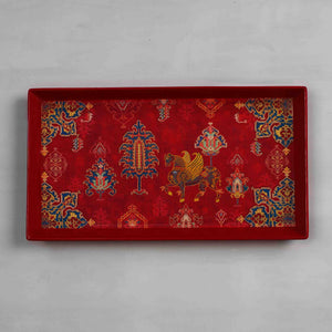 Samarkand Enamel Tray - Maroon Slim