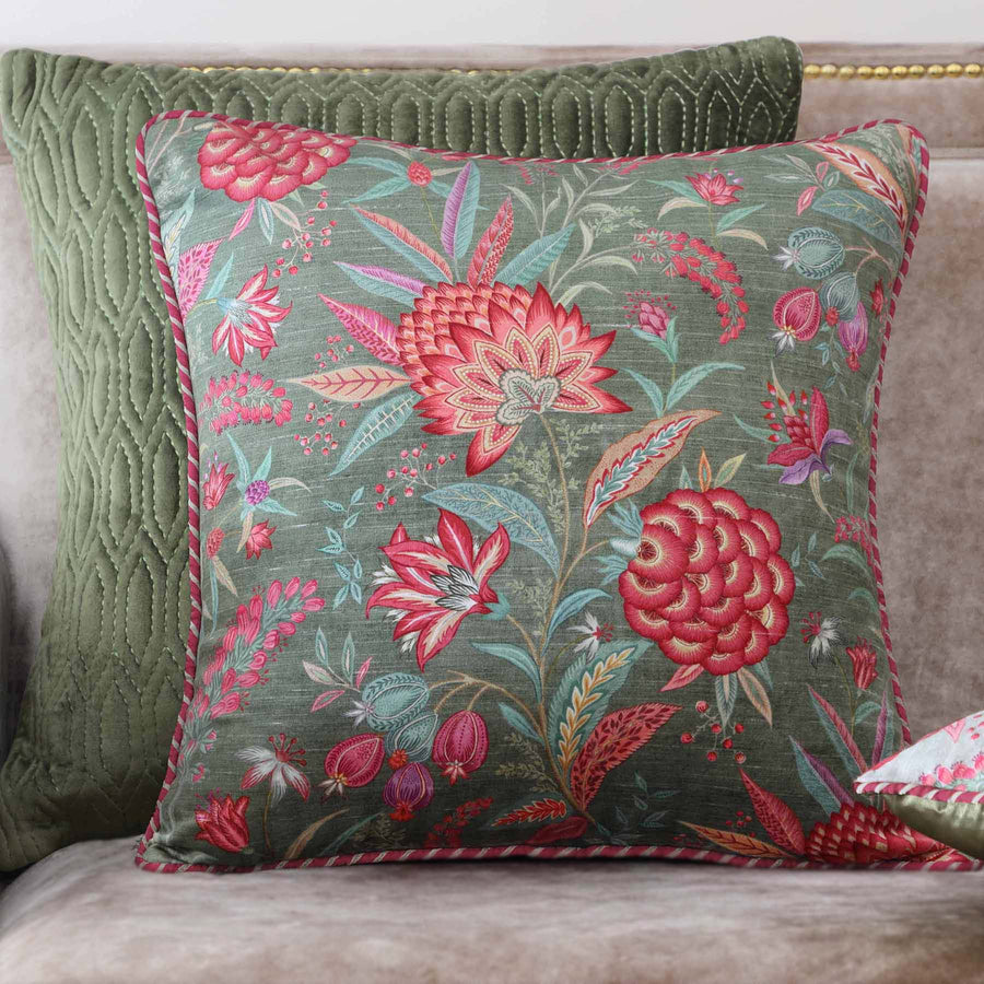 Wild Flower Cushion Cover - Green