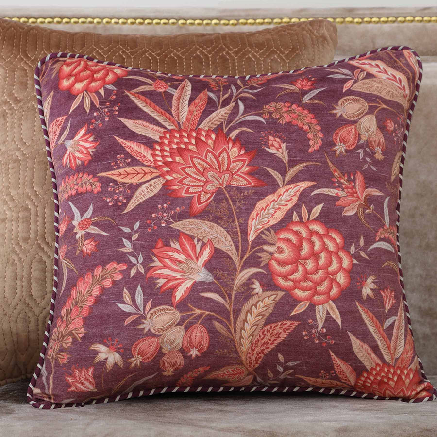 Wild Flower Cushion Cover - Burgundy