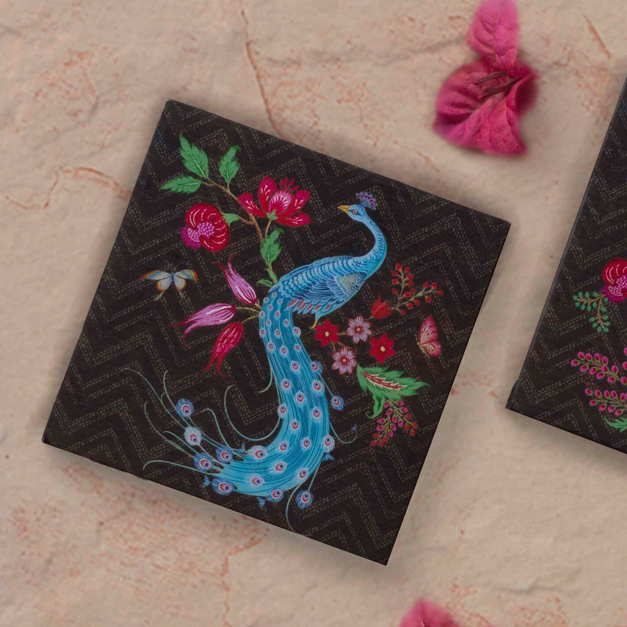 Kanha Bird Coasters - Charcoal