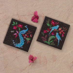 Kanha Bird Coasters - Charcoal