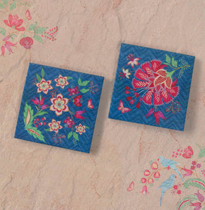 Kanha Flora Coasters - Blue
