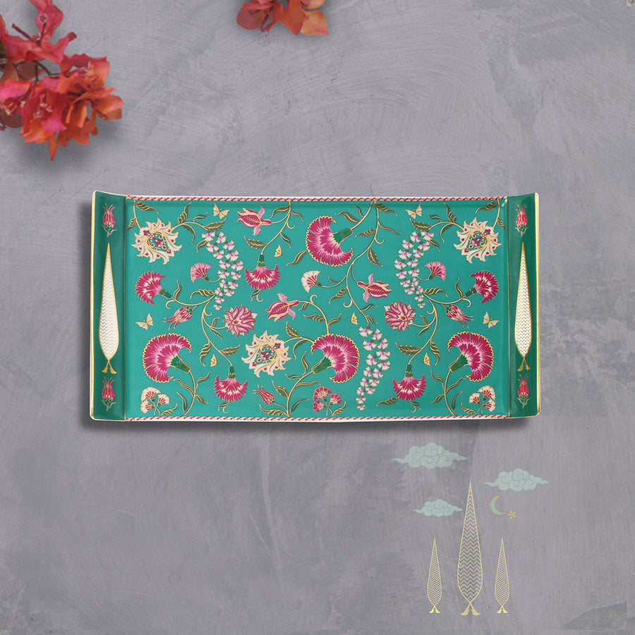 Aqua Floral Platter